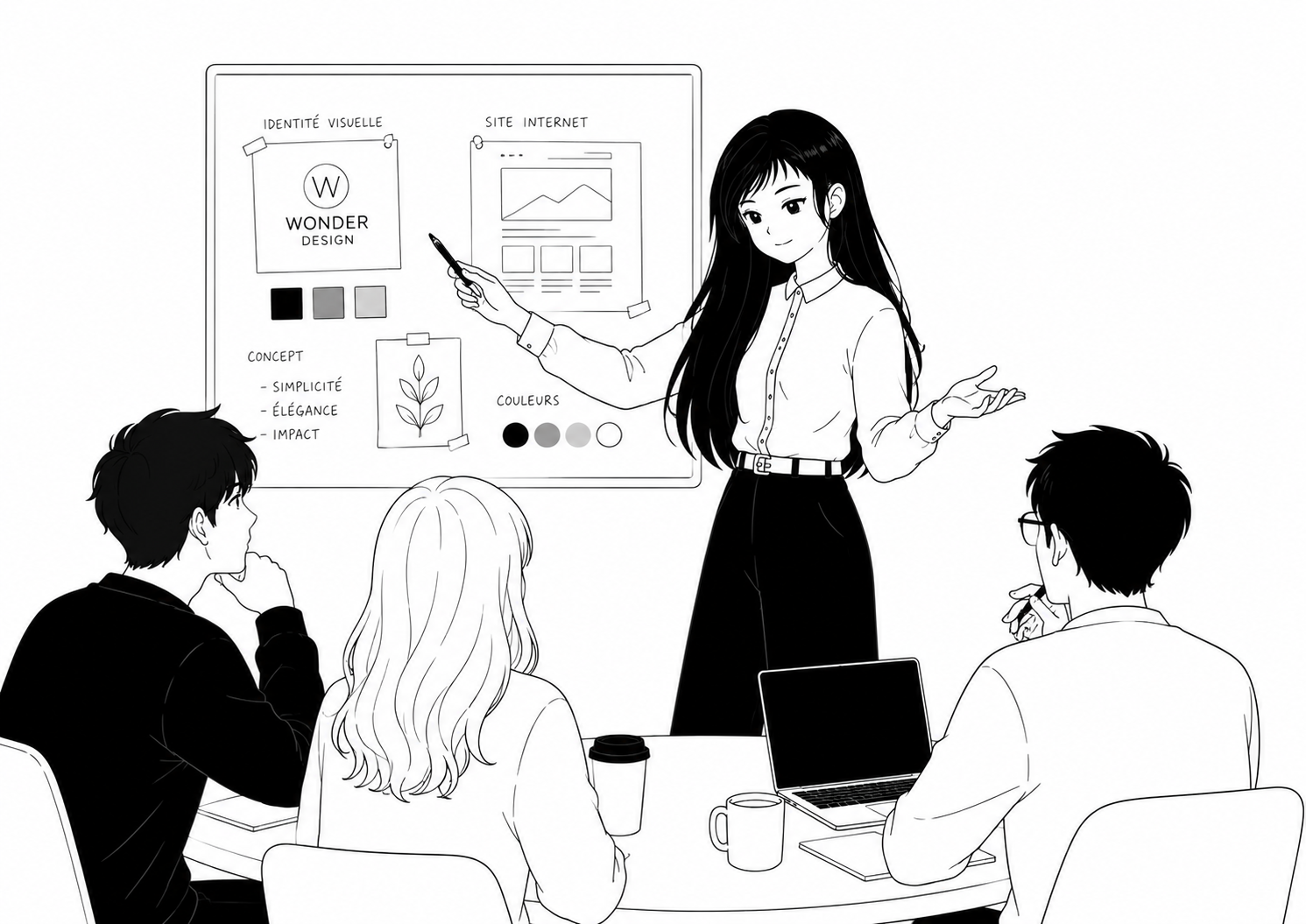 Illustration du studio Wonder Design et de ses métiers créatifs